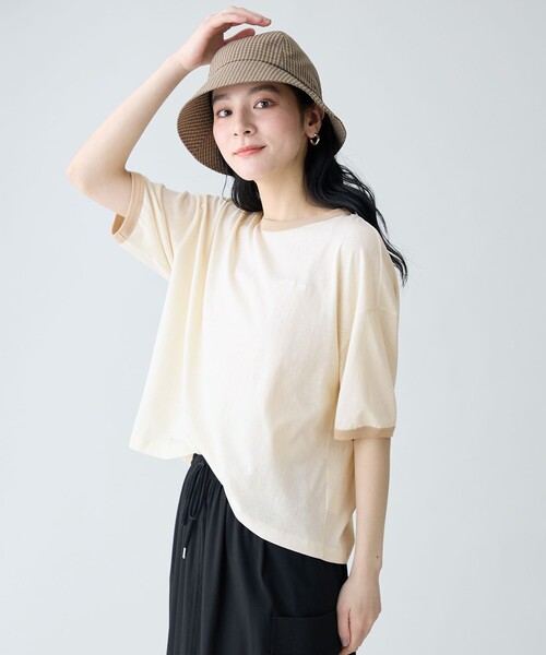 ANY（エニィ）の「リンガーTシャツ（Tシャツ/カットソー・レディース・ベージュ系2/ダークブラウン系/ネイビー系2/アイボリー系・F）」の5枚目の写真