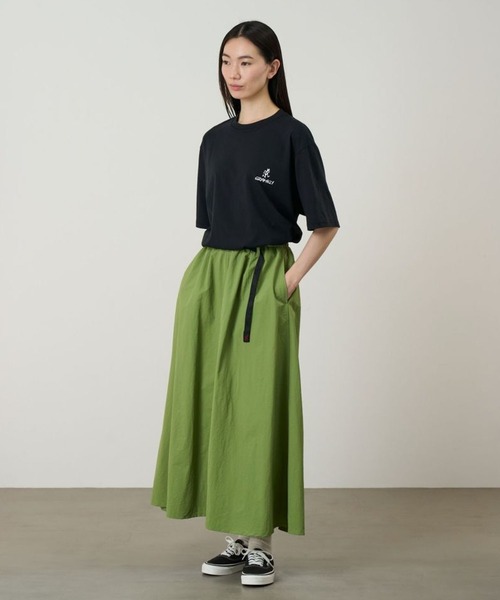 Gramicci(グラミチ)の「Gramicci/グラミチ NYLON FLARE SKIRT ロングスカート(スカート・レディース・ブラック/アイボリー/ブラウン/ライトグリーン/ダークネイビー・S/M/L)」の15枚目の写真