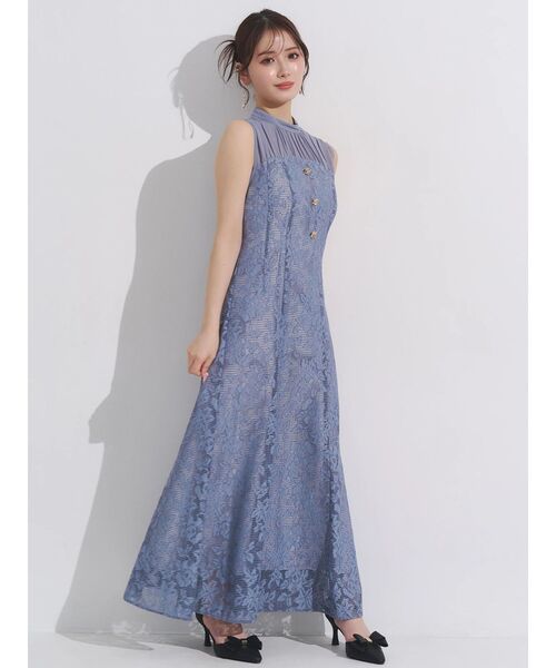 MERCURYDUO(マーキュリーデュオ)の「レースベアドッキングワンピース(ワンピース・レディース・ブラック/ブルー・MEDIUM/SMALL)」の4枚目の写真