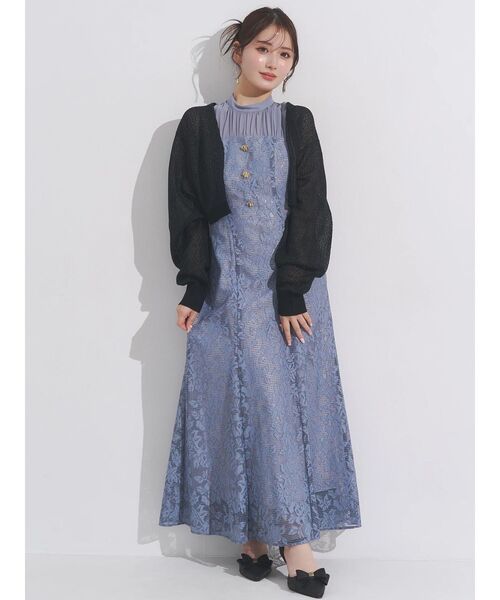 MERCURYDUO(マーキュリーデュオ)の「レースベアドッキングワンピース(ワンピース・レディース・ブラック/ブルー・MEDIUM/SMALL)」の6枚目の写真