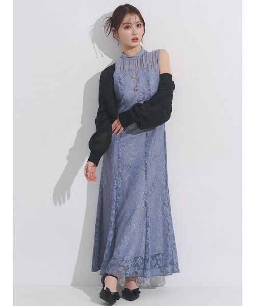 MERCURYDUO(マーキュリーデュオ)の「レースベアドッキングワンピース(ワンピース・レディース・ブラック/ブルー・MEDIUM/SMALL)」の7枚目の写真