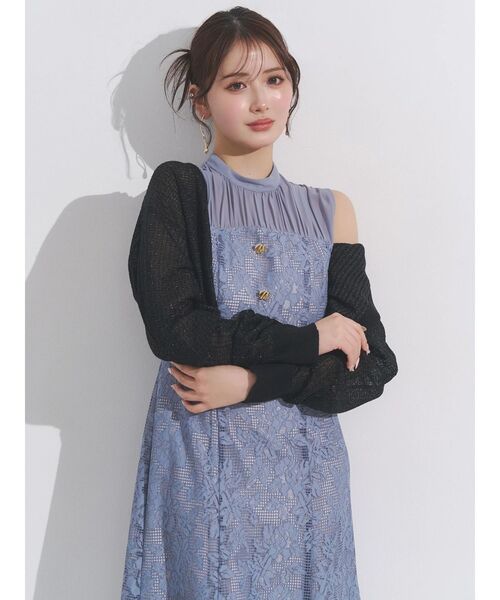MERCURYDUO(マーキュリーデュオ)の「レースベアドッキングワンピース(ワンピース・レディース・ブラック/ブルー・MEDIUM/SMALL)」の9枚目の写真
