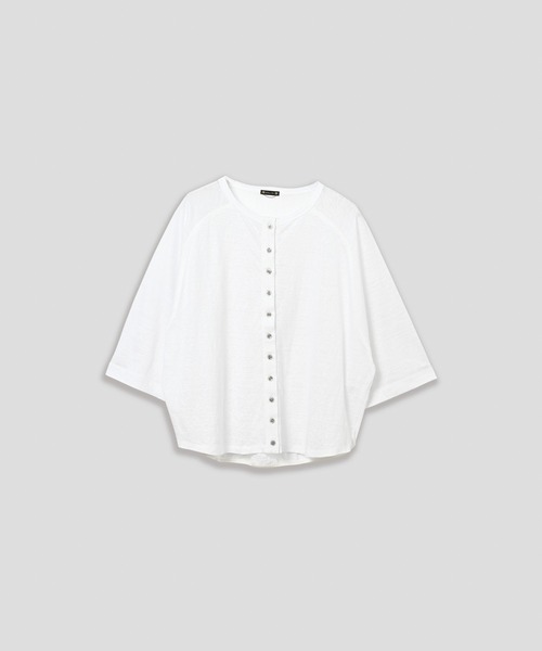 kha:ki(カーキ)の「「KHA:KI / カーキ」リネン11Bカーディガン(Tシャツ/カットソー・レディース・ブラック/オフホワイト/オリーブ/ライトベージュ・1)」の2枚目の写真