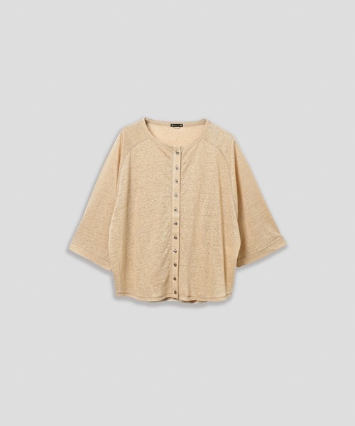kha:ki(カーキ)の「「KHA:KI / カーキ」リネン11Bカーディガン(Tシャツ/カットソー・レディース・ブラック/オフホワイト/オリーブ/ライトベージュ・1)」の3枚目の写真