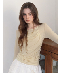 ETMON（エトモン）の「Halter Shirring T-Shirt, Light Yellow（Tシャツ/カットソー）」