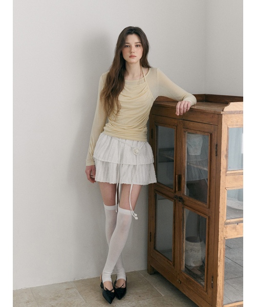 ETMON(エトモン)の「Halter Shirring T-Shirt, Light Yellow(Tシャツ/カットソー・レディース・その他・F)」の3枚目の写真
