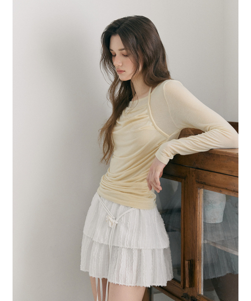 ETMON(エトモン)の「Halter Shirring T-Shirt, Light Yellow(Tシャツ/カットソー・レディース・その他・F)」の4枚目の写真