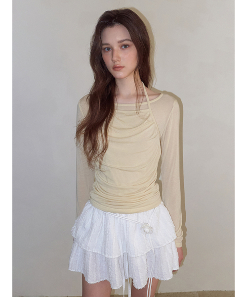 ETMON(エトモン)の「Halter Shirring T-Shirt, Light Yellow(Tシャツ/カットソー・レディース・その他・F)」の5枚目の写真