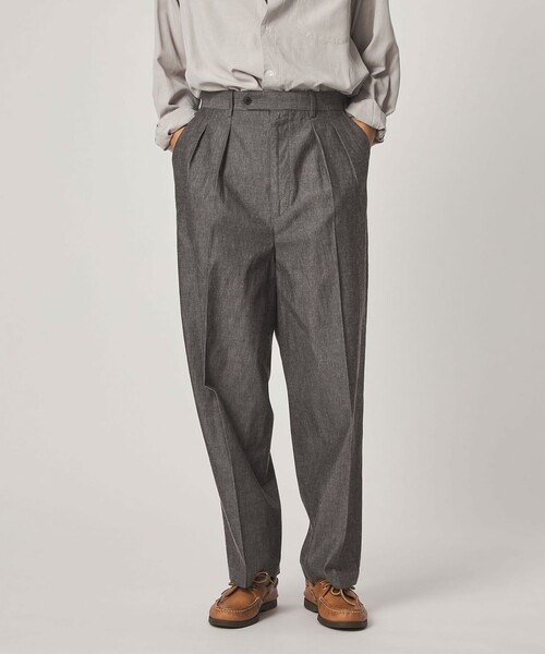 Steven Alan（スティーブンアラン）の「＜Steven Alan＞ デニムシャンブレー イン ツープリーツ ドレス トラウザーズ（スラックス・メンズ・ネイビー/ダークグレー・XL/L/M/S）」の4枚目の写真