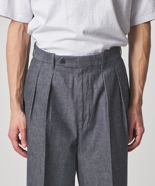 Steven Alan（スティーブンアラン）の「＜Steven Alan＞ デニムシャンブレー イン ツープリーツ ドレス トラウザーズ（スラックス・メンズ・ネイビー/ダークグレー・XL/L/M/S）」の16枚目の写真