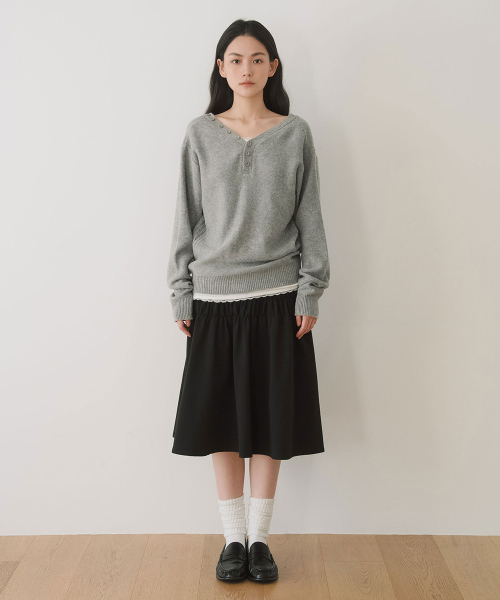 YEARNING(イヤニング)の「SHIRRING FLARE MIDI SKIRT, BLACK(スカート・レディース・その他・FREE)」の3枚目の写真