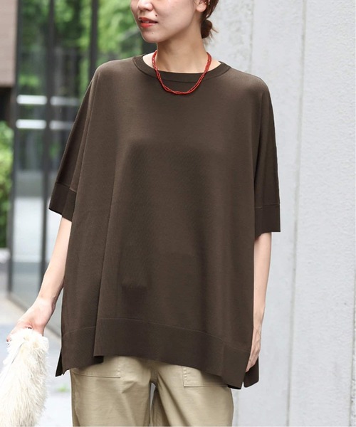JOURNAL STANDARD relume(ジャーナルスタンダード レリューム)の「《追加 / 新色》接触冷感 / ウォッシャブルクールポンチョプルオーバー(ニット/セーター・レディース・ブラック/グリーン/ブラウン/ライトグレー/ネイビー・FREE)」の4枚目の写真