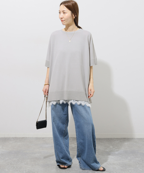 JOURNAL STANDARD relume(ジャーナルスタンダード レリューム)の「《追加 / 新色》接触冷感 / ウォッシャブルクールポンチョプルオーバー(ニット/セーター・レディース・ブラック/グリーン/ブラウン/ライトグレー/ネイビー・FREE)」の7枚目の写真