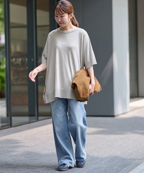 JOURNAL STANDARD relume(ジャーナルスタンダード レリューム)の「《追加 / 新色》接触冷感 / ウォッシャブルクールポンチョプルオーバー(ニット/セーター・レディース・ブラック/グリーン/ブラウン/ライトグレー/ネイビー・FREE)」の14枚目の写真