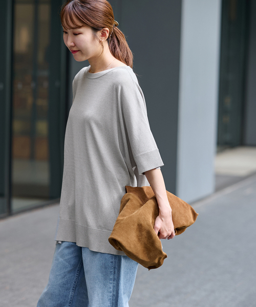 JOURNAL STANDARD relume(ジャーナルスタンダード レリューム)の「《追加 / 新色》接触冷感 / ウォッシャブルクールポンチョプルオーバー(ニット/セーター・レディース・ブラック/グリーン/ブラウン/ライトグレー/ネイビー・FREE)」の18枚目の写真