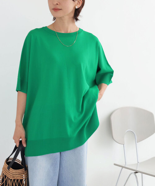 JOURNAL STANDARD relume(ジャーナルスタンダード レリューム)の「《追加6 / 新色》接触冷感 / ウォッシャブルクールポンチョプルオーバー(ニット/セーター・レディース・ブラック/グリーン/ブラウン/ライトグレー/ネイビー・FREE)」の9枚目の写真
