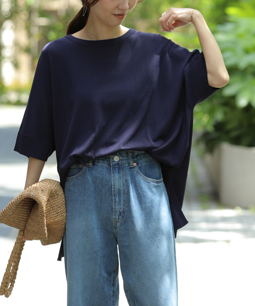 JOURNAL STANDARD relume(ジャーナルスタンダード レリューム)の「《追加6 / 新色》接触冷感 / ウォッシャブルクールポンチョプルオーバー(ニット/セーター・レディース・ブラック/グリーン/ブラウン/ライトグレー/ネイビー・FREE)」の18枚目の写真