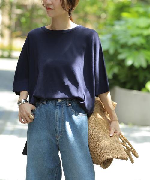JOURNAL STANDARD relume(ジャーナルスタンダード レリューム)の「《追加6 / 新色》接触冷感 / ウォッシャブルクールポンチョプルオーバー(ニット/セーター・レディース・ブラック/グリーン/ブラウン/ライトグレー/ネイビー・FREE)」の19枚目の写真