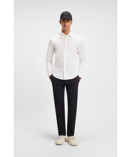 BOSS(ボス)の「【オンライン限定】スリムフィットシャツ メランジ コットンジャージー(シャツ/ブラウス・メンズ・ホワイト/ダークブルー・XL/M/S/L/XS)」の5枚目の写真