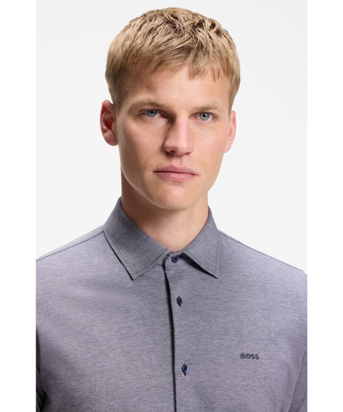 BOSS(ボス)の「【オンライン限定】スリムフィットシャツ メランジ コットンジャージー(シャツ/ブラウス・メンズ・ホワイト/ダークブルー・XL/M/S/L/XS)」の8枚目の写真
