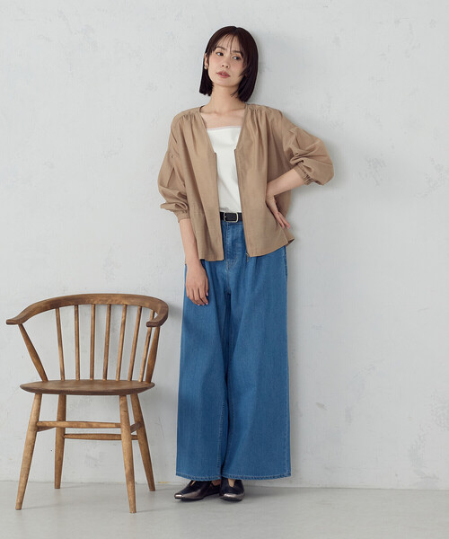 COMME CA ISM（コムサイズム）の「Vネック シアーブルゾン（ブルゾン・レディース・キャメル/ベージュ/ネイビー・LARGE/MEDIUM）」の8枚目の写真