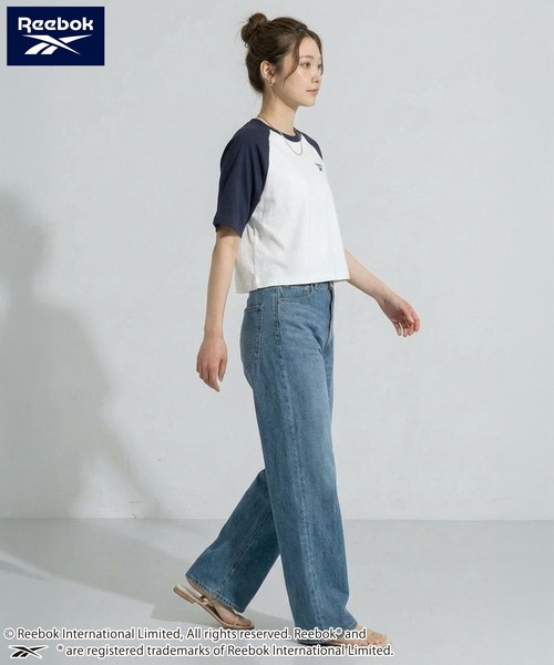 Reebok(リーボック)の「【karlas別注】Reebok リーボック クロップド ラグランTシャツ UVカット 接触冷感 半袖Tシャツ(Tシャツ/カットソー・レディース・ホワイト×ブラック/ブラック/ホワイト×ネイビー・M/L/LL)」の9枚目の写真