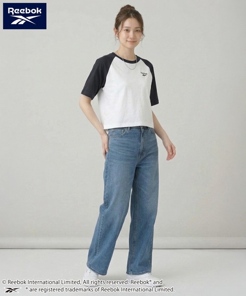 Reebok(リーボック)の「【karlas別注】Reebok リーボック クロップド ラグランTシャツ UVカット 接触冷感 半袖Tシャツ(Tシャツ/カットソー・レディース・ホワイト×ブラック/ブラック/ホワイト×ネイビー・M/L/LL)」の7枚目の写真