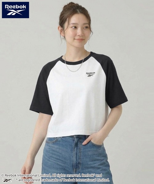 Reebok(リーボック)の「【karlas別注】Reebok リーボック クロップド ラグランTシャツ UVカット 接触冷感 半袖Tシャツ(Tシャツ/カットソー・レディース・ホワイト×ブラック/ブラック/ホワイト×ネイビー・M/L/LL)」の6枚目の写真