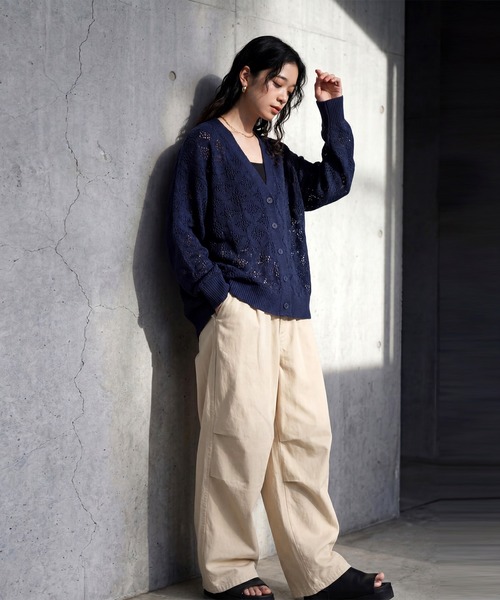 antiqua(アンティカ)の「和柄 透かし編み ニットカーディガン(ニット/セーター・レディース・ネイビー/ブラック・R/P)」の10枚目の写真