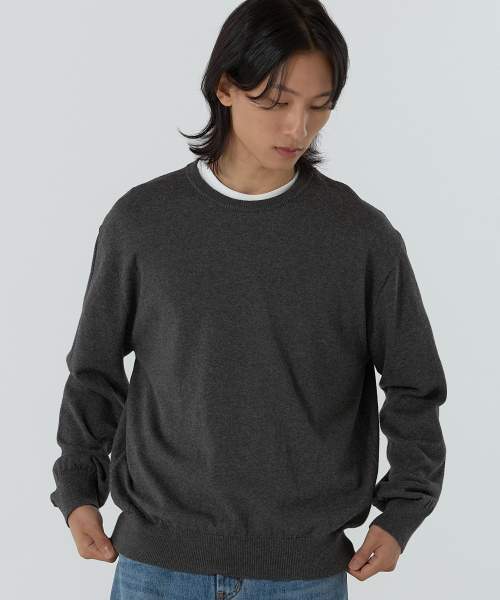 JUAN HOMME(ジュアンオム)の「リファインドラウンドネックニット(チャコール)(ニット/セーター・メンズ・その他・MEDIUM/LARGE)」の1枚目の写真