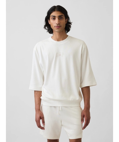 GAP（ギャップ）の「オーバーサイズ GAPロゴ フレンチテリーTシャツ（スウェット・メンズ・オフホワイト/ネイビー/ブラウン/ブラック・XS/L/M/S/XL）」の6枚目の写真