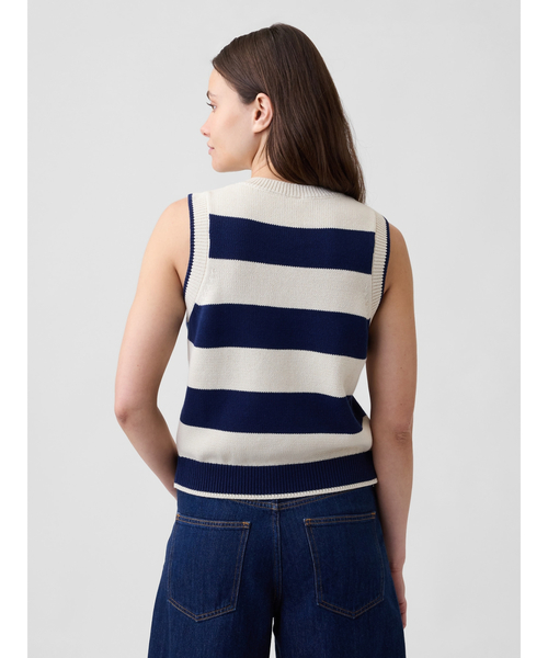 GAP(ギャップ)の「ノースリーブ ボタンアップ セーター(ベスト・レディース・ホワイト×ネイビー・L/M/XS/XXS)」の4枚目の写真