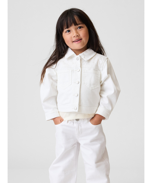GAP(ギャップ)の「アイレット デニムジャケット (幼児・ベビー)(デニムジャケット・キッズ・ホワイト・95cm/110cm)」の1枚目の写真