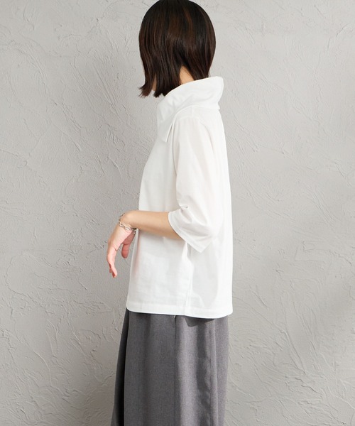mizuiroind（ミズイロインド）の「[mizuiro ind/ミズイロインド] アシンメトリーカラー プルオーバー（Tシャツ/カットソー・レディース・ブラック/オフホワイト/ブルー・F）」の11枚目の写真