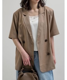 [2026 SUMMER COLLECTION]リネンライクハーフスリーブダブルテーラードジャケット