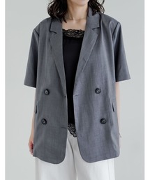 [2026 SUMMER COLLECTION]リネンライクハーフスリーブダブルテーラードジャケット