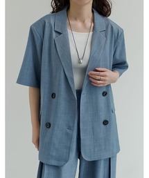 [2026 SUMMER COLLECTION]リネンライクハーフスリーブダブルテーラードジャケット