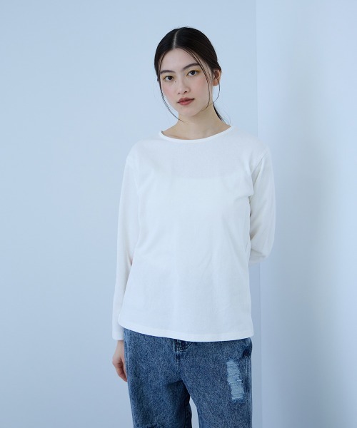 VICKY(ビッキー)の「【シーズンレス】袖刺繍コットンプルオーバー(Tシャツ/カットソー・レディース・オフホワイト/ネイビー/ライトグレー/ブラック・M)」の18枚目の写真