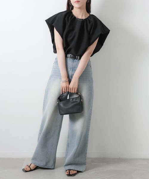 Riberry（リベリー）の「フレンチスリーブタックバルーンブラウス（シャツ/ブラウス・レディース・ベージュ/オフホワイト/ブラック・MEDIUM）」の19枚目の写真