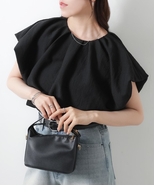 Riberry（リベリー）の「フレンチスリーブタックバルーンブラウス（シャツ/ブラウス・レディース・ベージュ/オフホワイト/ブラック・MEDIUM）」の22枚目の写真