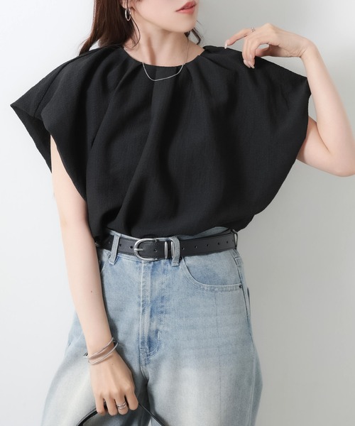 Riberry（リベリー）の「フレンチスリーブタックバルーンブラウス（シャツ/ブラウス・レディース・ベージュ/オフホワイト/ブラック・MEDIUM）」の20枚目の写真
