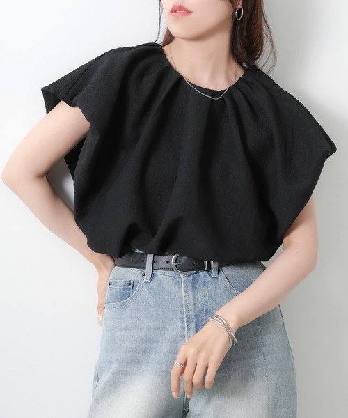 Riberry（リベリー）の「フレンチスリーブタックバルーンブラウス（シャツ/ブラウス・レディース・ベージュ/オフホワイト/ブラック・MEDIUM）」の21枚目の写真