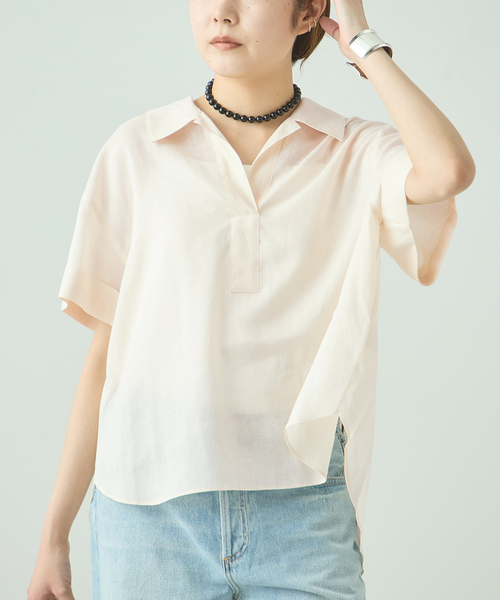 The Loom(ザ ルーム)の「The Loom/ザ ルーム BACK TUCK SHIRT シャツ TL18UO-WH11(シャツ/ブラウス・レディース・ベージュ/ホワイト・SMALL)」の1枚目の写真