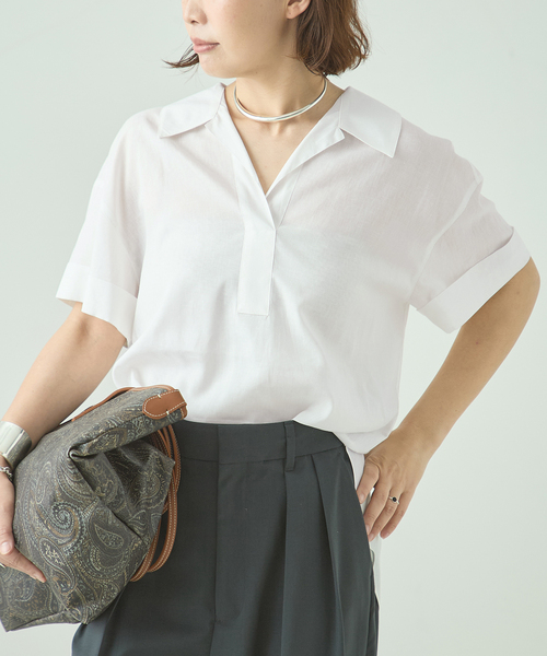The Loom(ザ ルーム)の「The Loom/ザ ルーム BACK TUCK SHIRT シャツ TL18UO-WH11(シャツ/ブラウス・レディース・ベージュ/ホワイト・SMALL)」の20枚目の写真