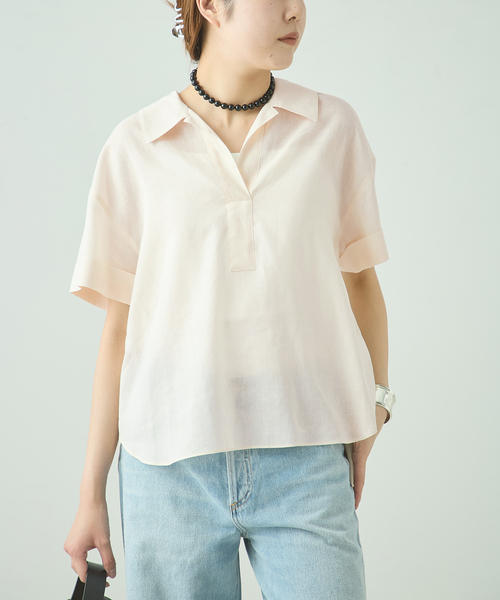 The Loom(ザ ルーム)の「The Loom/ザ ルーム BACK TUCK SHIRT シャツ TL18UO-WH11(シャツ/ブラウス・レディース・ベージュ/ホワイト・SMALL)」の3枚目の写真