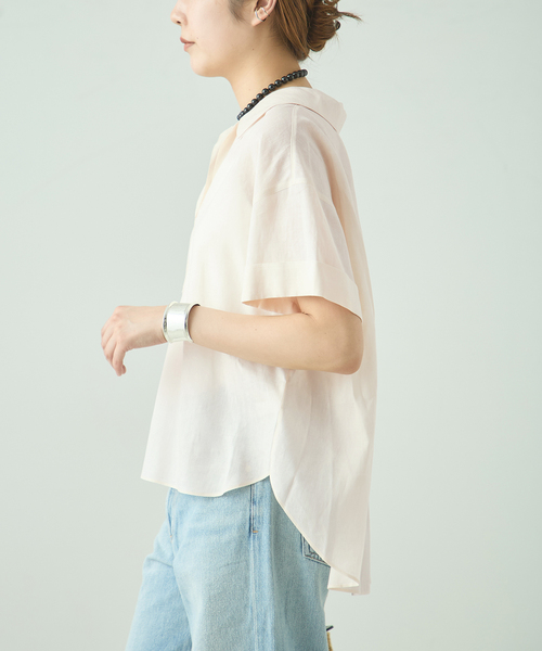 The Loom(ザ ルーム)の「The Loom/ザ ルーム BACK TUCK SHIRT シャツ TL18UO-WH11(シャツ/ブラウス・レディース・ベージュ/ホワイト・SMALL)」の4枚目の写真