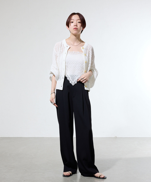 IENA（イエナ）の「《一部カラー店舗限定》ライトツイルセミワイドパンツ（その他パンツ・レディース・ベージュ/ブラック/レッド・34/38/36）」の5枚目の写真