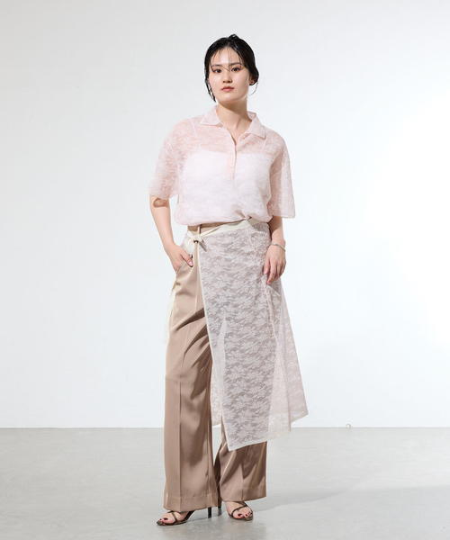 IENA（イエナ）の「《一部カラー店舗限定》ライトツイルセミワイドパンツ（その他パンツ・レディース・ベージュ/ブラック/レッド・34/38/36）」の7枚目の写真