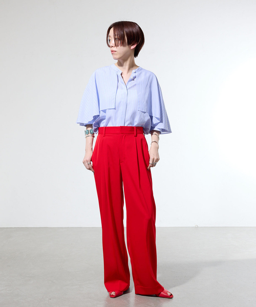 IENA（イエナ）の「《一部カラー店舗限定》ライトツイルセミワイドパンツ（その他パンツ・レディース・ベージュ/ブラック/レッド・34/38/36）」の8枚目の写真