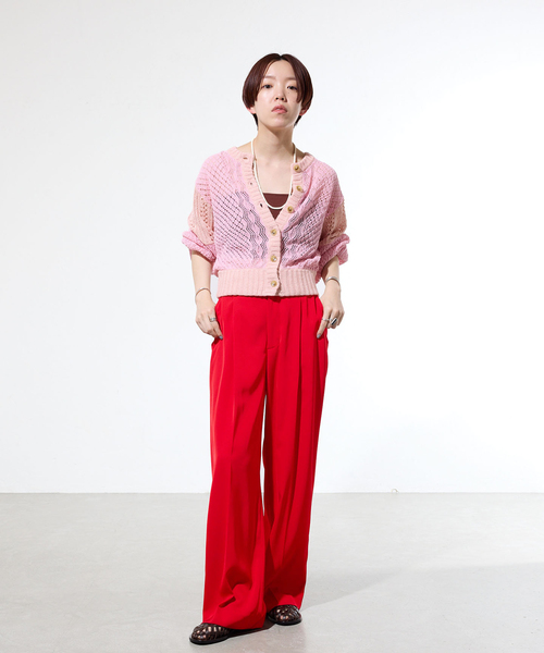 IENA（イエナ）の「《一部カラー店舗限定》ライトツイルセミワイドパンツ（その他パンツ・レディース・ベージュ/ブラック/レッド・34/38/36）」の9枚目の写真